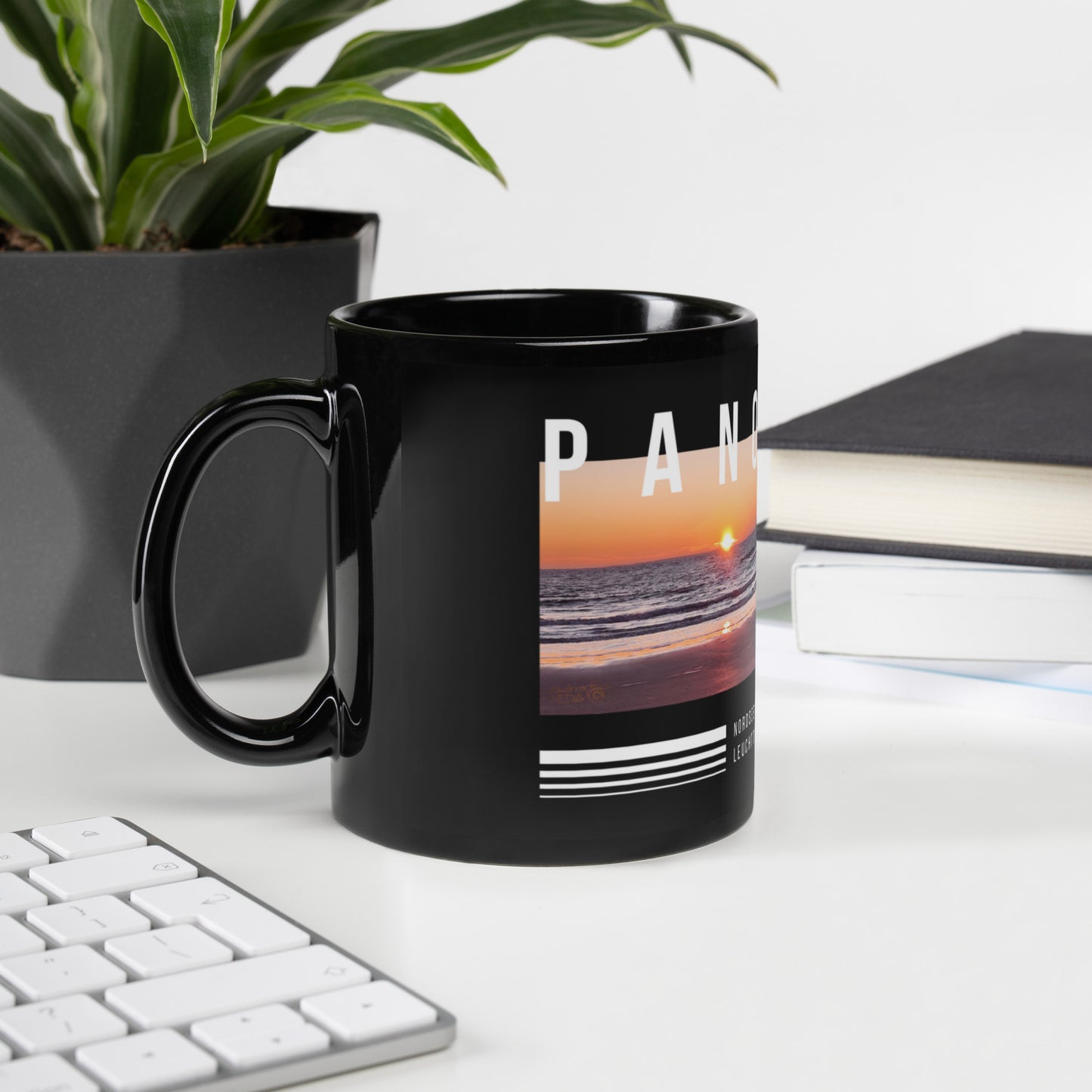 Schwarze Panorama Borkum Tasse