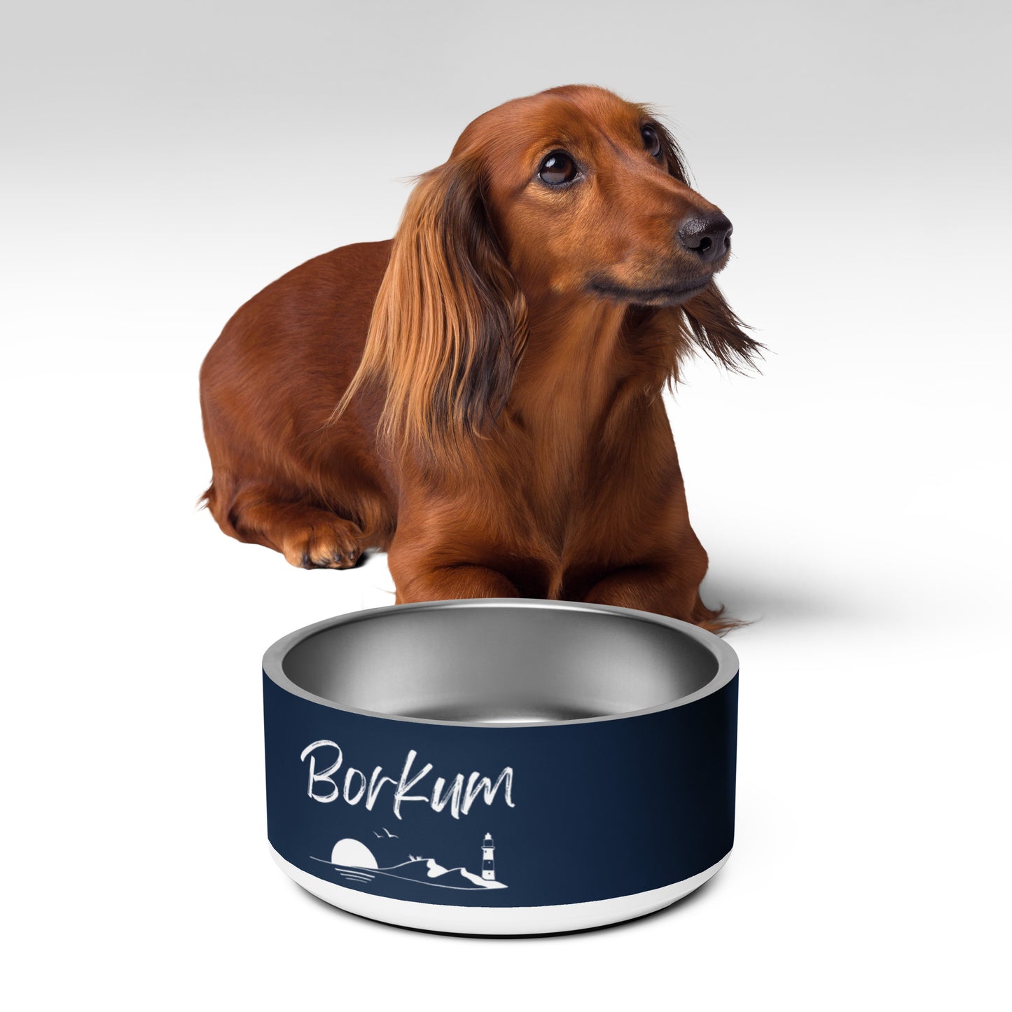 Futternapf mit Borkum Schriftzug