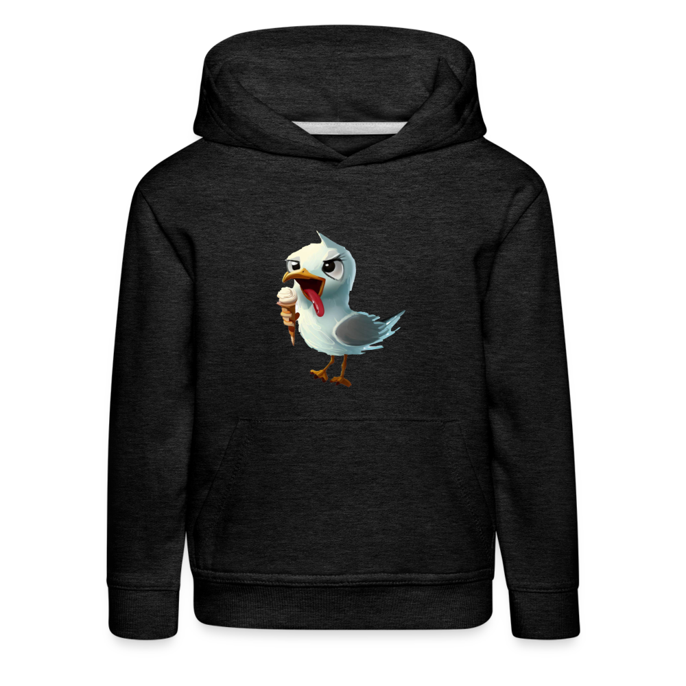 Kinder Premium Hoodie -  Freche Möwe - Anthrazit